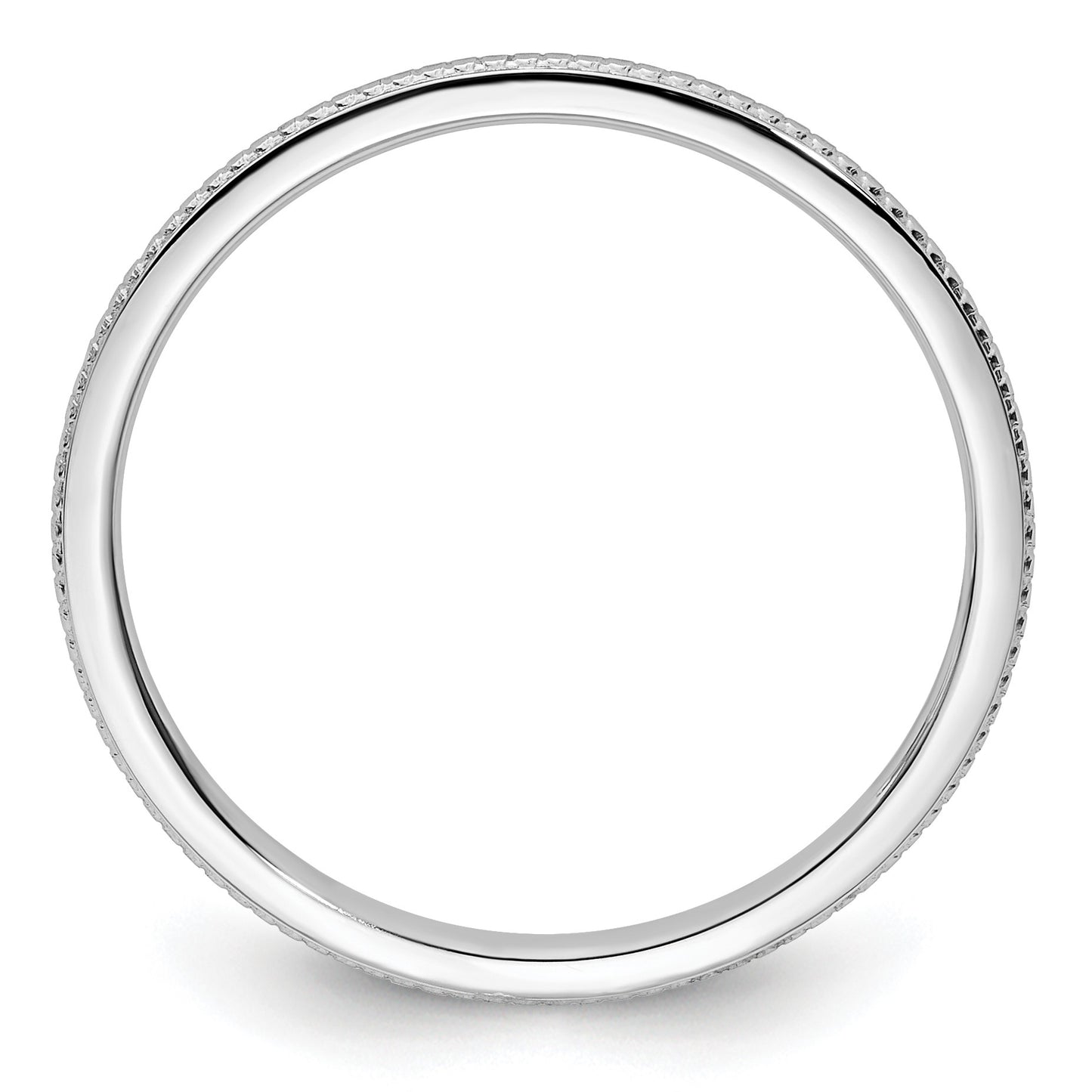 14K White Gold 1.2mm Beaded Stackable Band Size 9