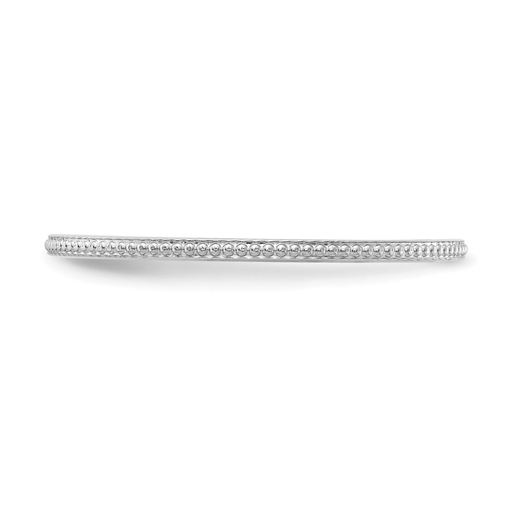 14K White Gold 1.2mm Beaded Stackable Band Size 10