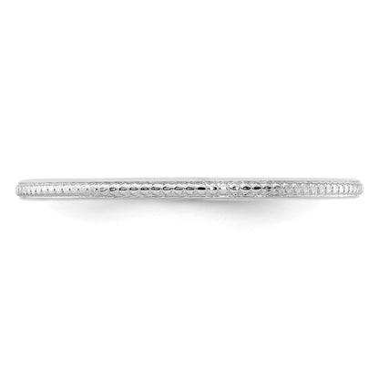 14K White Gold 1.2mm Beaded Stackable Band Size 7