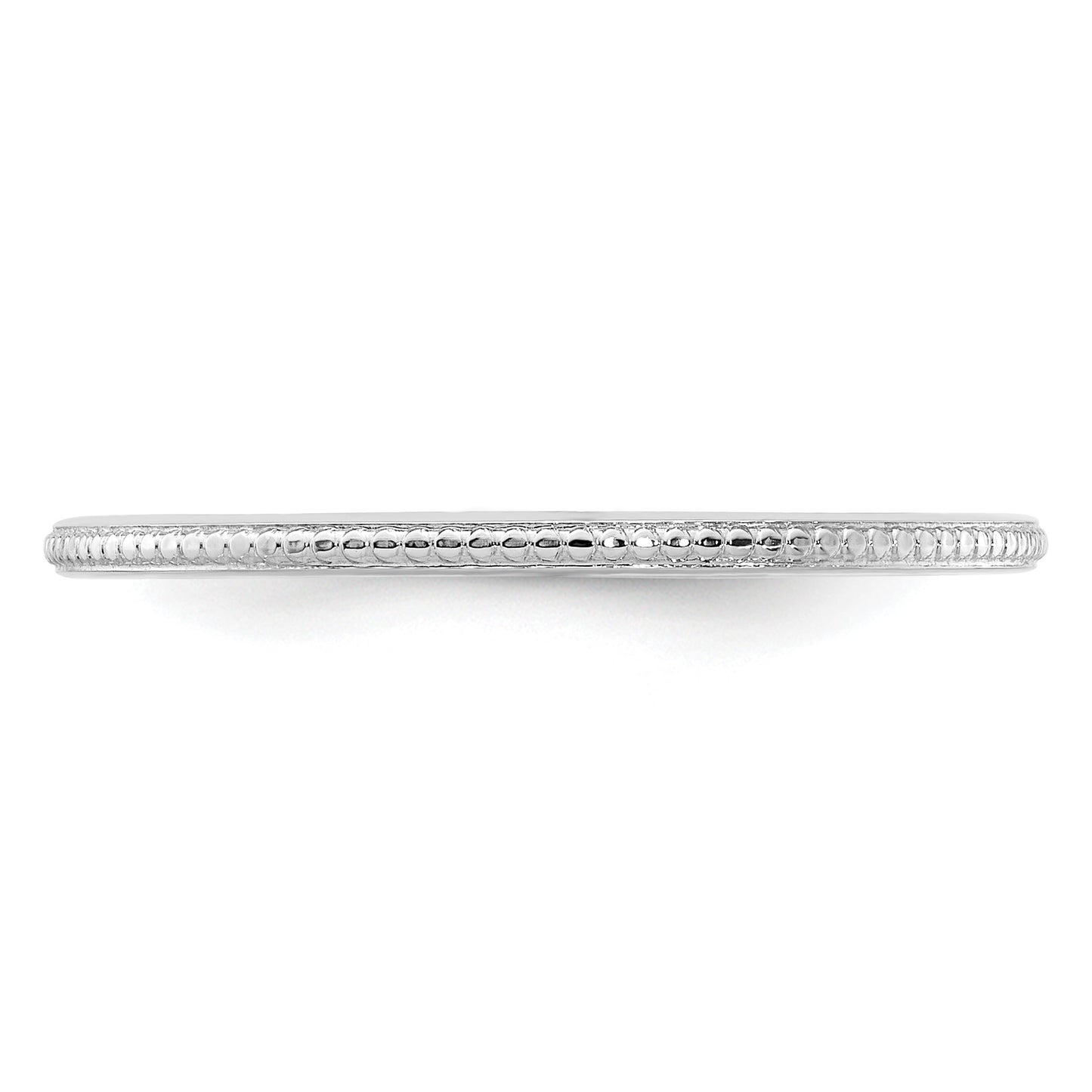 14K White Gold 1.2mm Beaded Stackable Band Size 9.5
