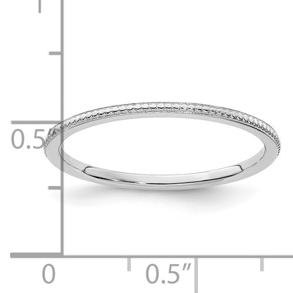 14K White Gold 1.2mm Beaded Stackable Band Size 5.5