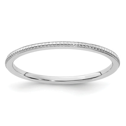 14K White Gold 1.2mm Beaded Stackable Band Size 4.5