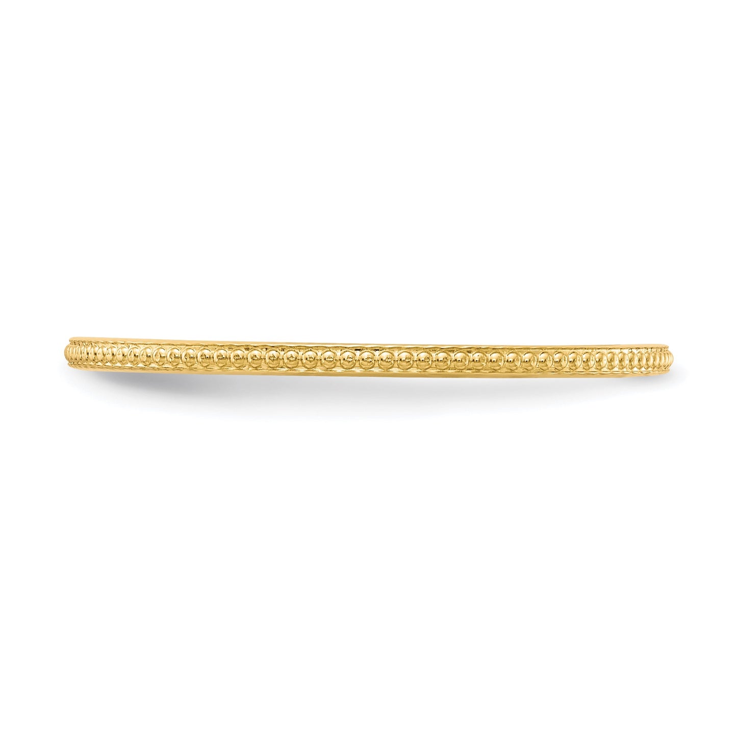 14K Yellow Gold 1.2mm Beaded Stackable Band Size 7