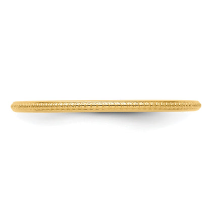 14K Yellow Gold 1.2mm Beaded Stackable Band Size 5.5