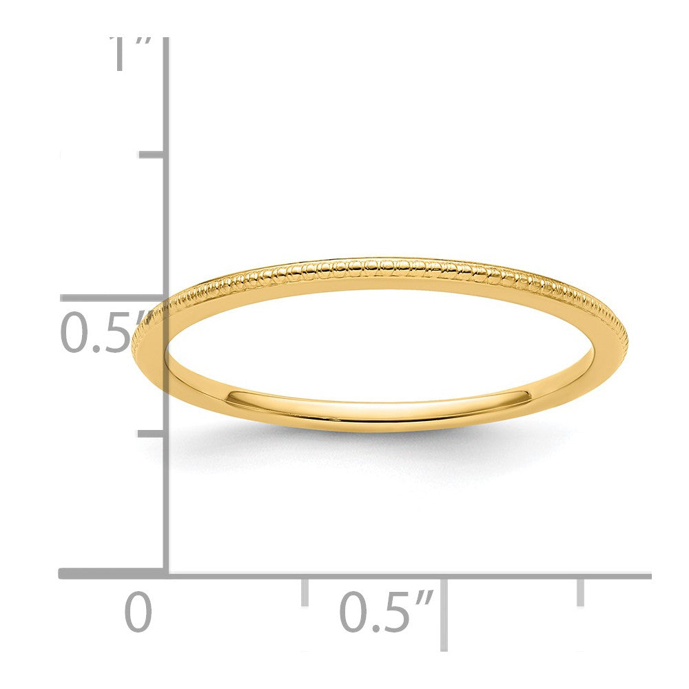 14K Yellow Gold 1.2mm Beaded Stackable Band Size 4