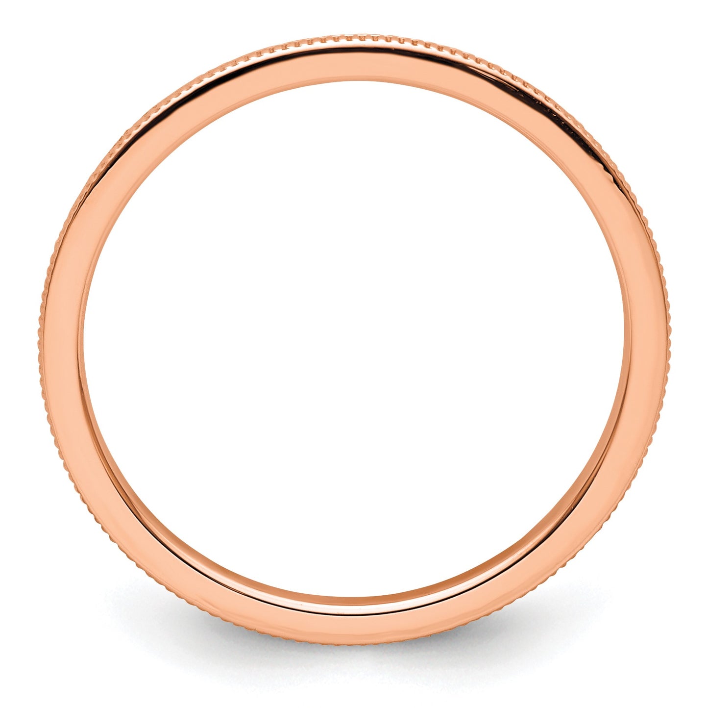 14K Rose Gold 1.2mm Milgrain Stackable Band Size 8