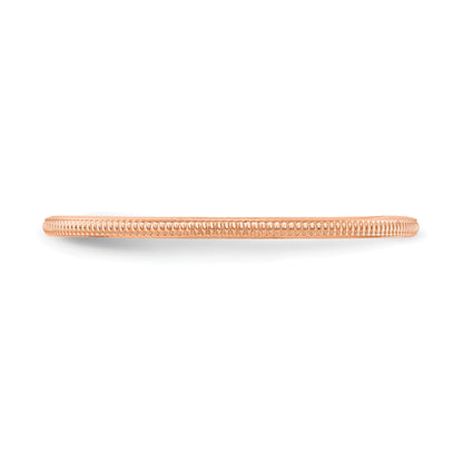 14K Rose Gold 1.2mm Milgrain Stackable Band Size 6