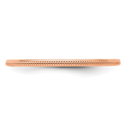 14K Rose Gold 1.2mm Milgrain Stackable Band Size 9