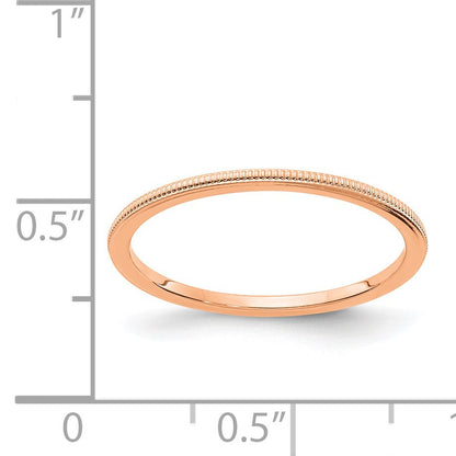 14K Rose Gold 1.2mm Milgrain Stackable Band Size 8