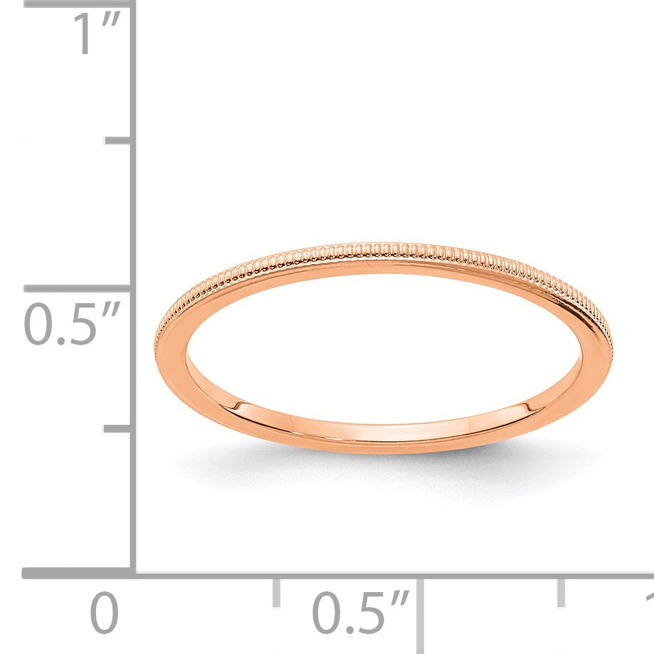 14K Rose Gold 1.2mm Milgrain Stackable Band Size 10
