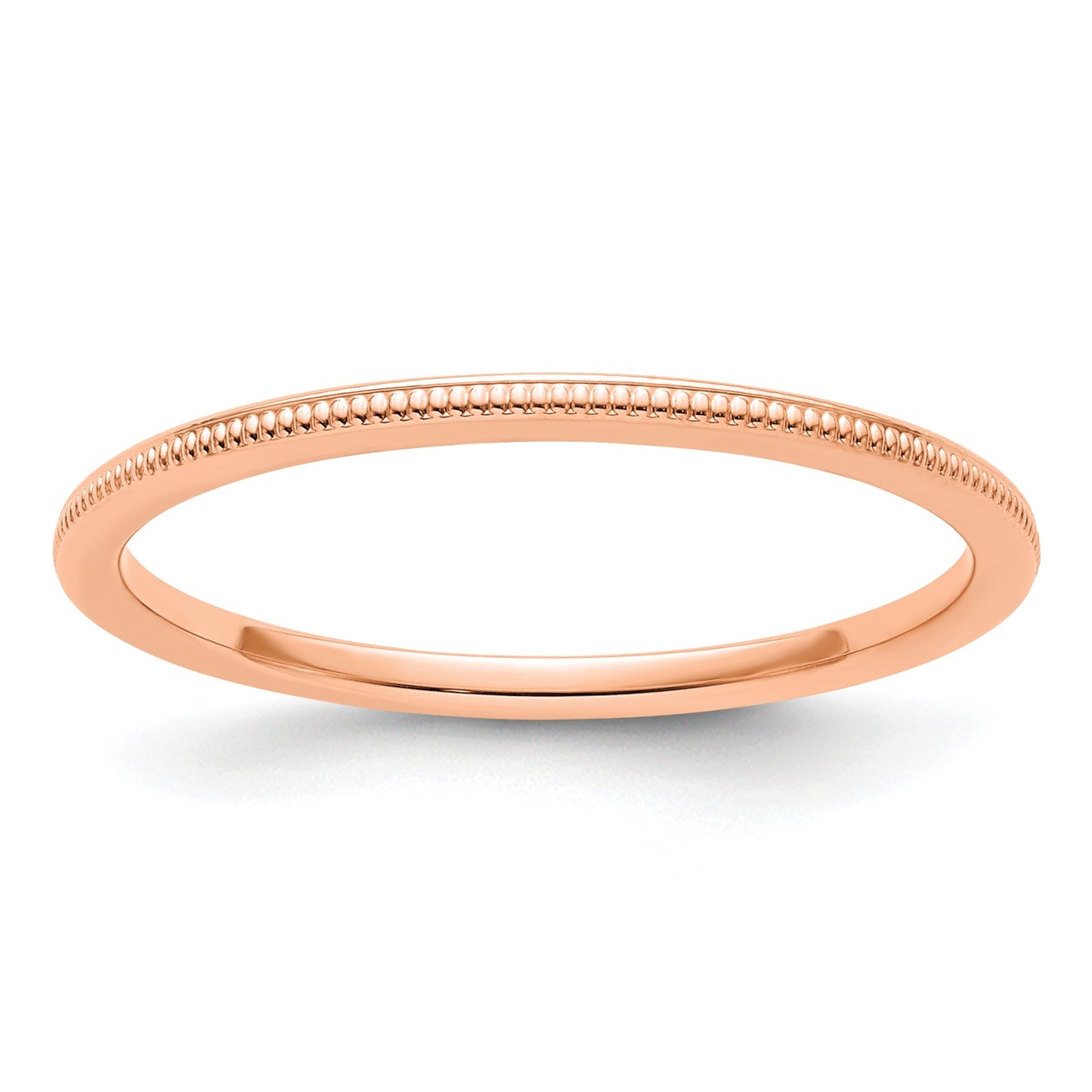 14K Rose Gold 1.2mm Milgrain Stackable Band Size 4