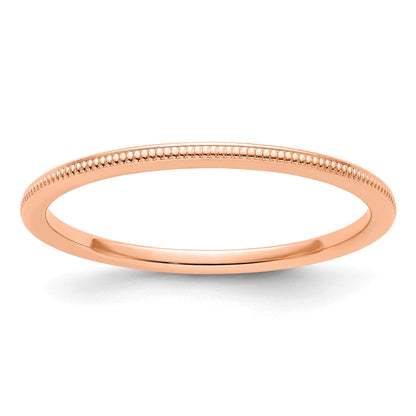 14K Rose Gold 1.2mm Milgrain Stackable Band Size 6