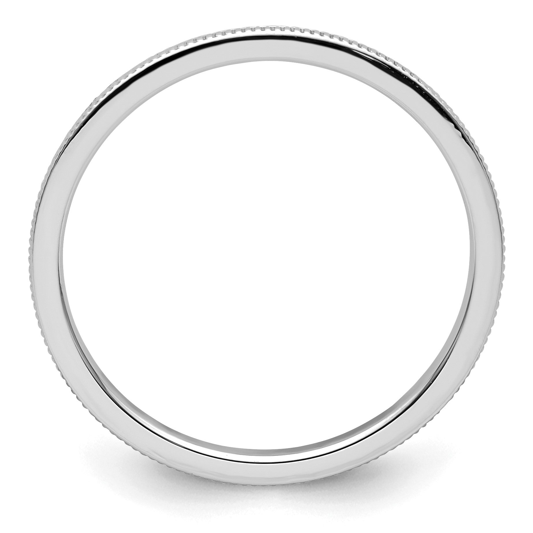 14K White Gold 1.2mm Milgrain Stackable Band Size 9.5