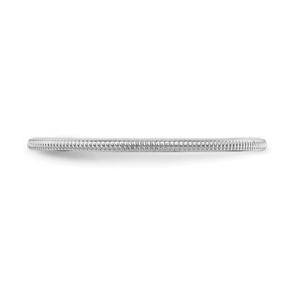 14K White Gold 1.2mm Milgrain Stackable Band Size 7