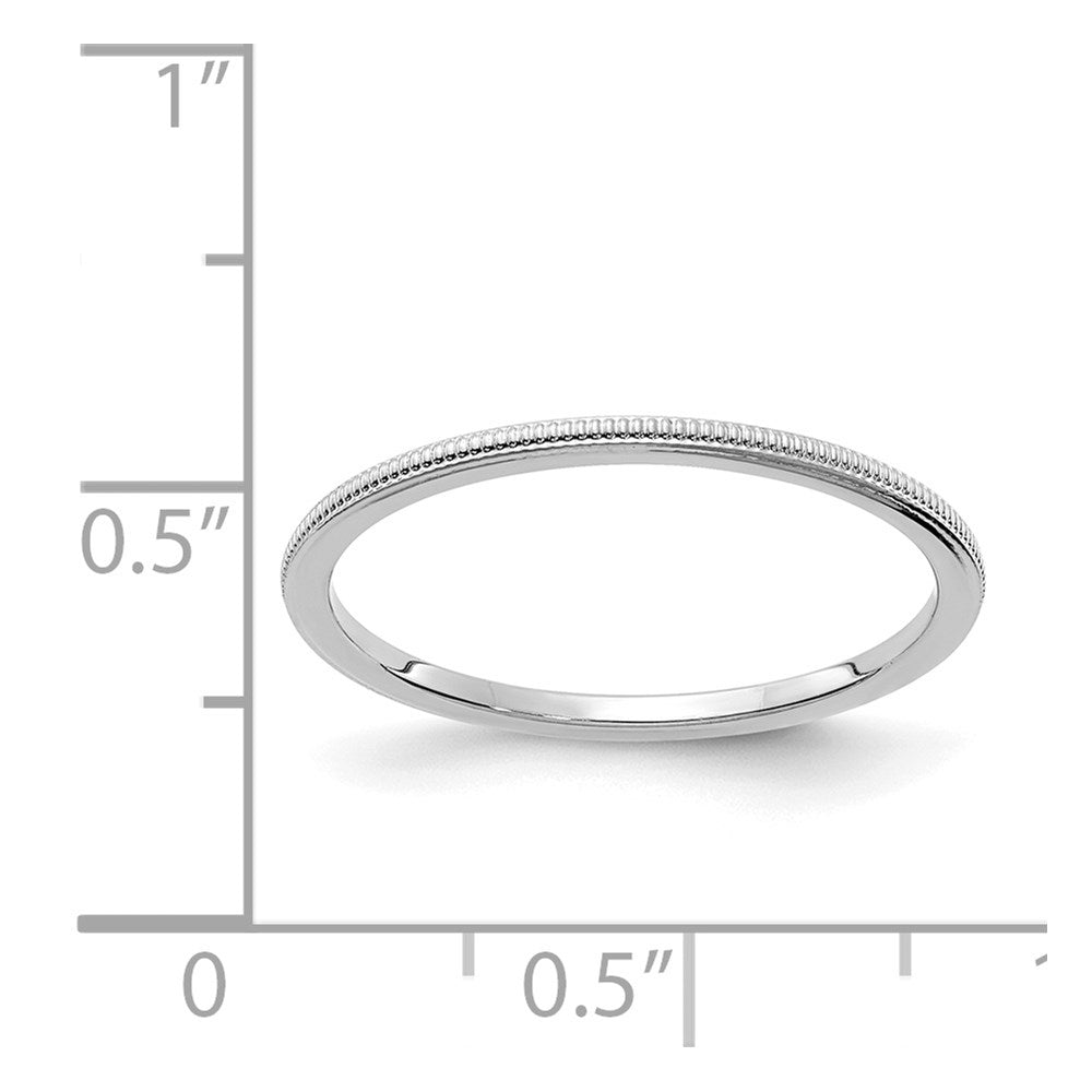 14K White Gold 1.2mm Milgrain Stackable Band Size 4.5