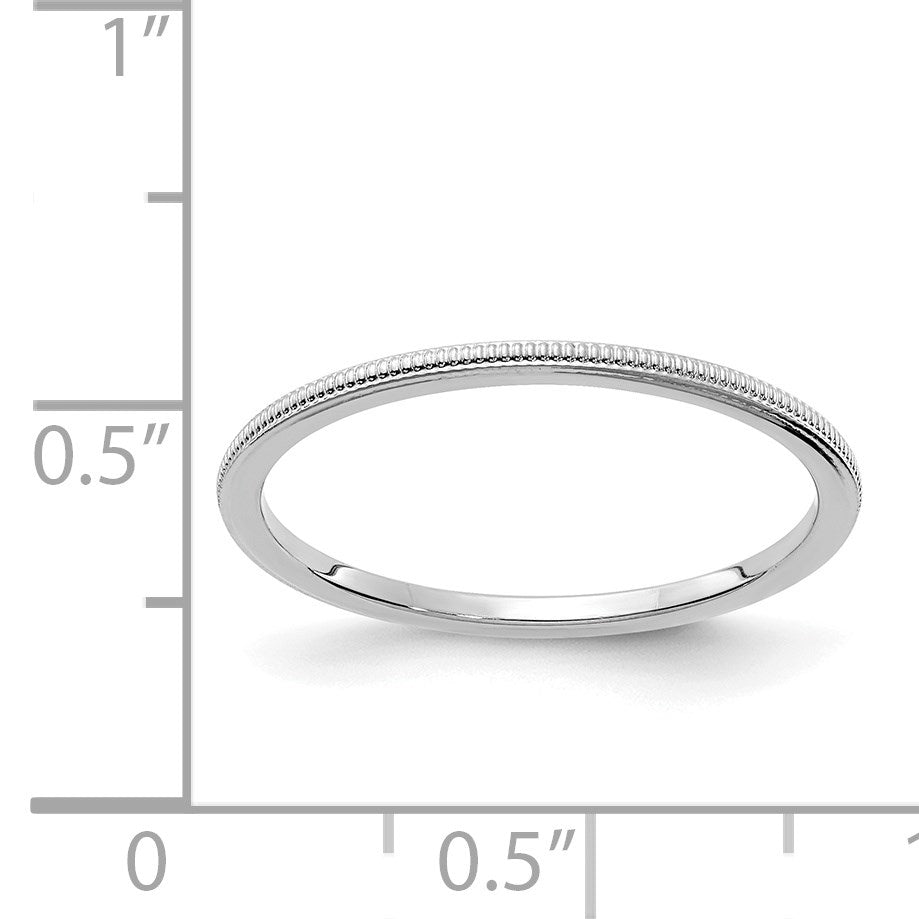 14K White Gold 1.2mm Milgrain Stackable Band Size 8