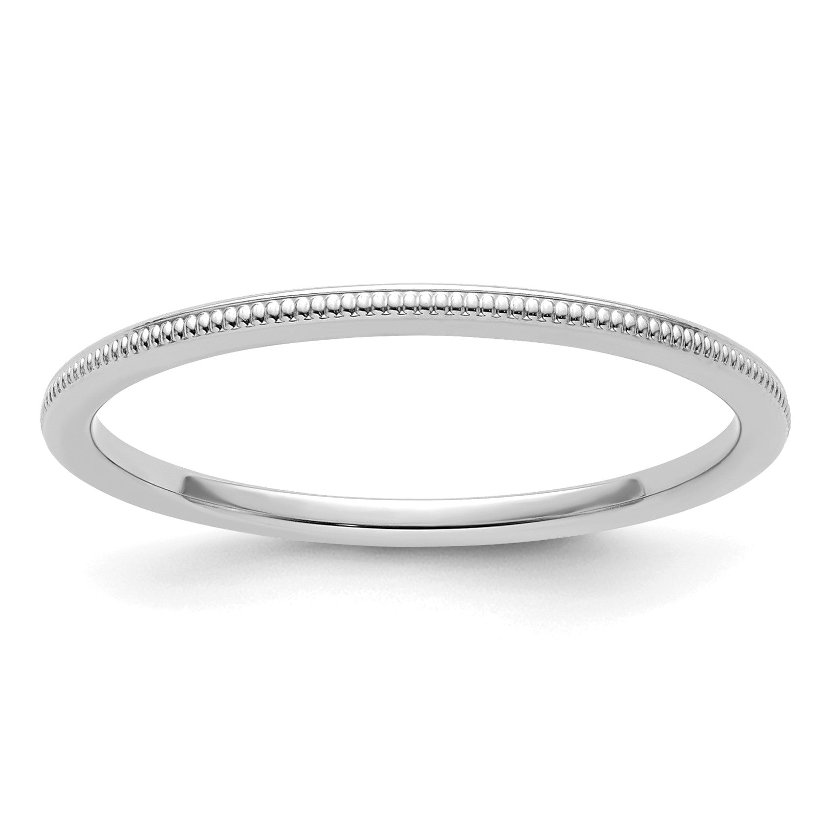 14K White Gold 1.2mm Milgrain Stackable Band Size 6.5