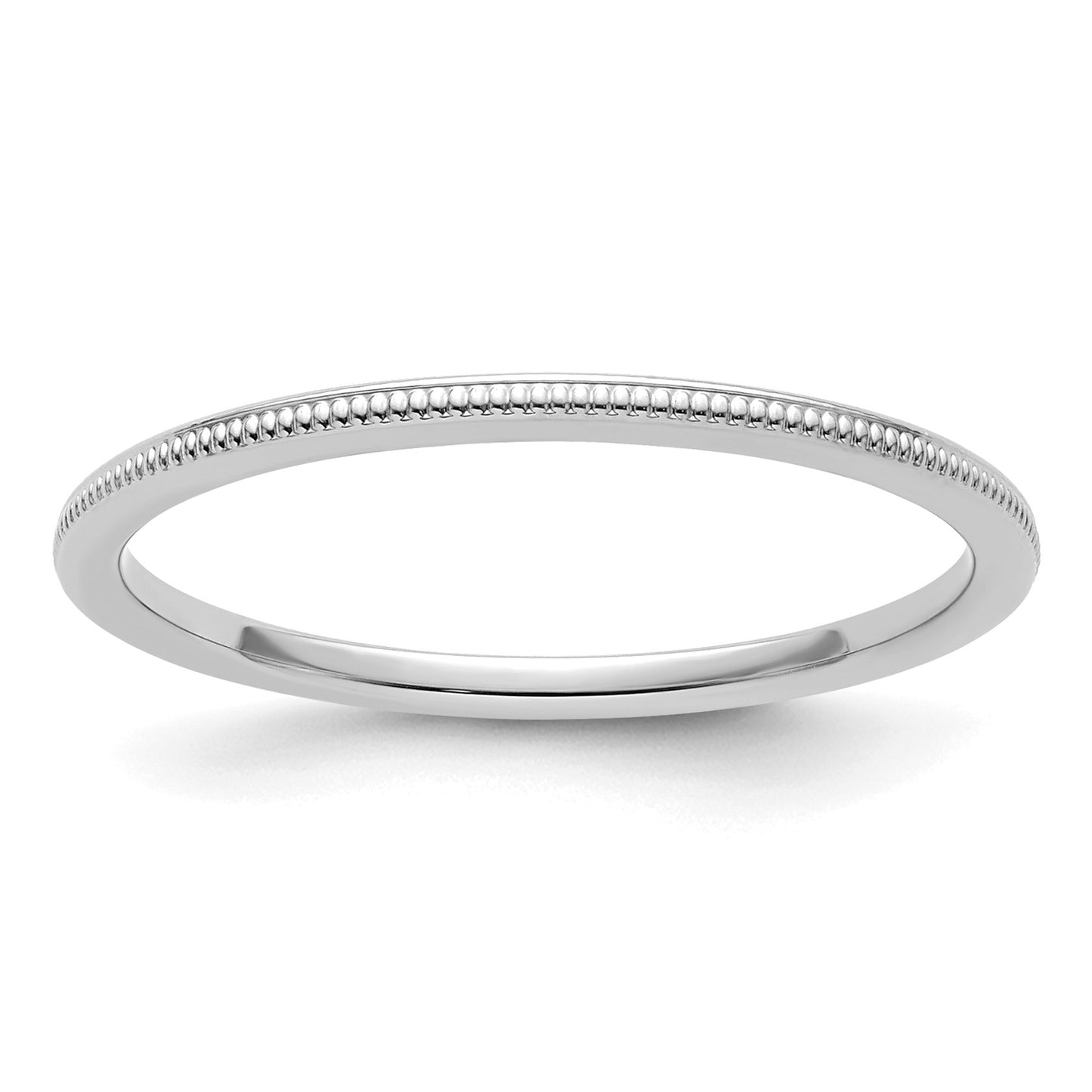 14K White Gold 1.2mm Milgrain Stackable Band Size 6