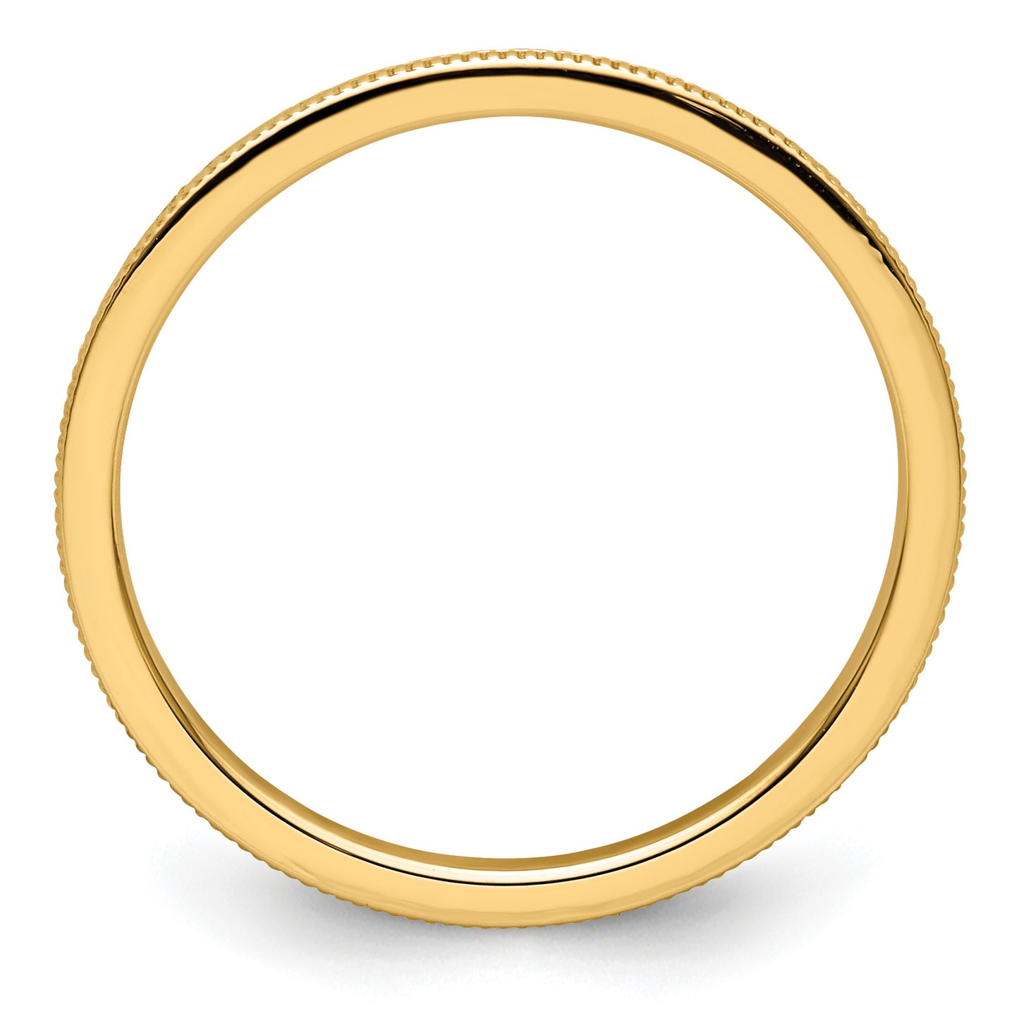 14K Yellow Gold 1.2mm Milgrain Stackable Band Size 7.5