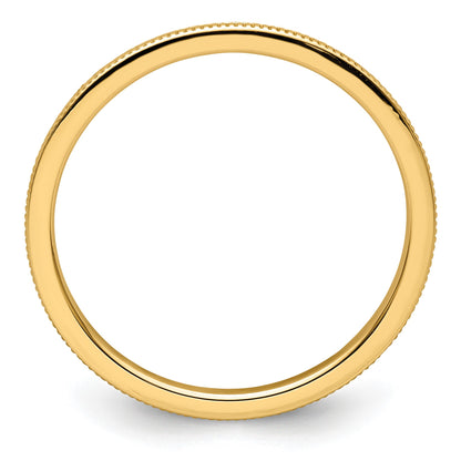 14K Yellow Gold 1.2mm Milgrain Stackable Band Size 7.5