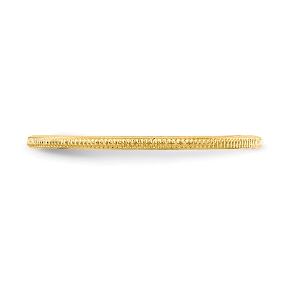 14K Yellow Gold 1.2mm Milgrain Stackable Band Size 10