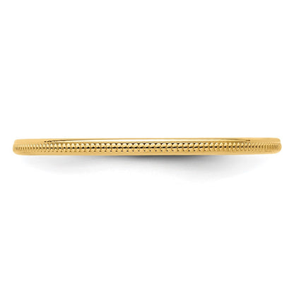 14K Yellow Gold 1.2mm Milgrain Stackable Band Size 10