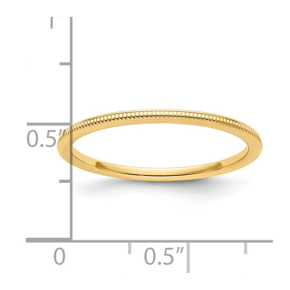 14K Yellow Gold 1.2mm Milgrain Stackable Band Size 10