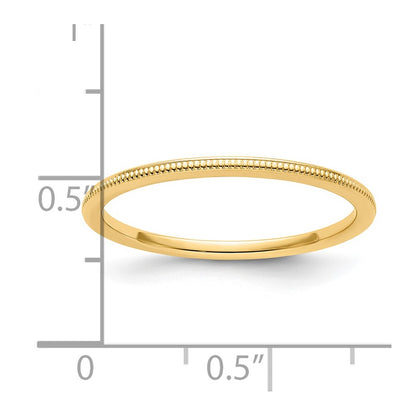 14K Yellow Gold 1.2mm Milgrain Stackable Band Size 6