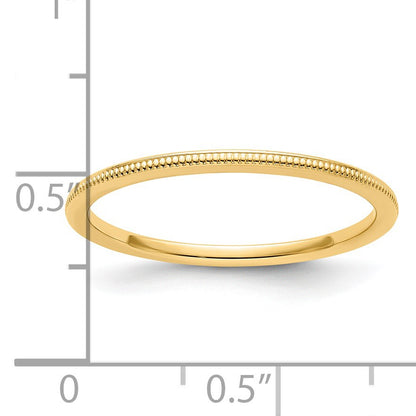 14K Yellow Gold 1.2mm Milgrain Stackable Band Size 4.5
