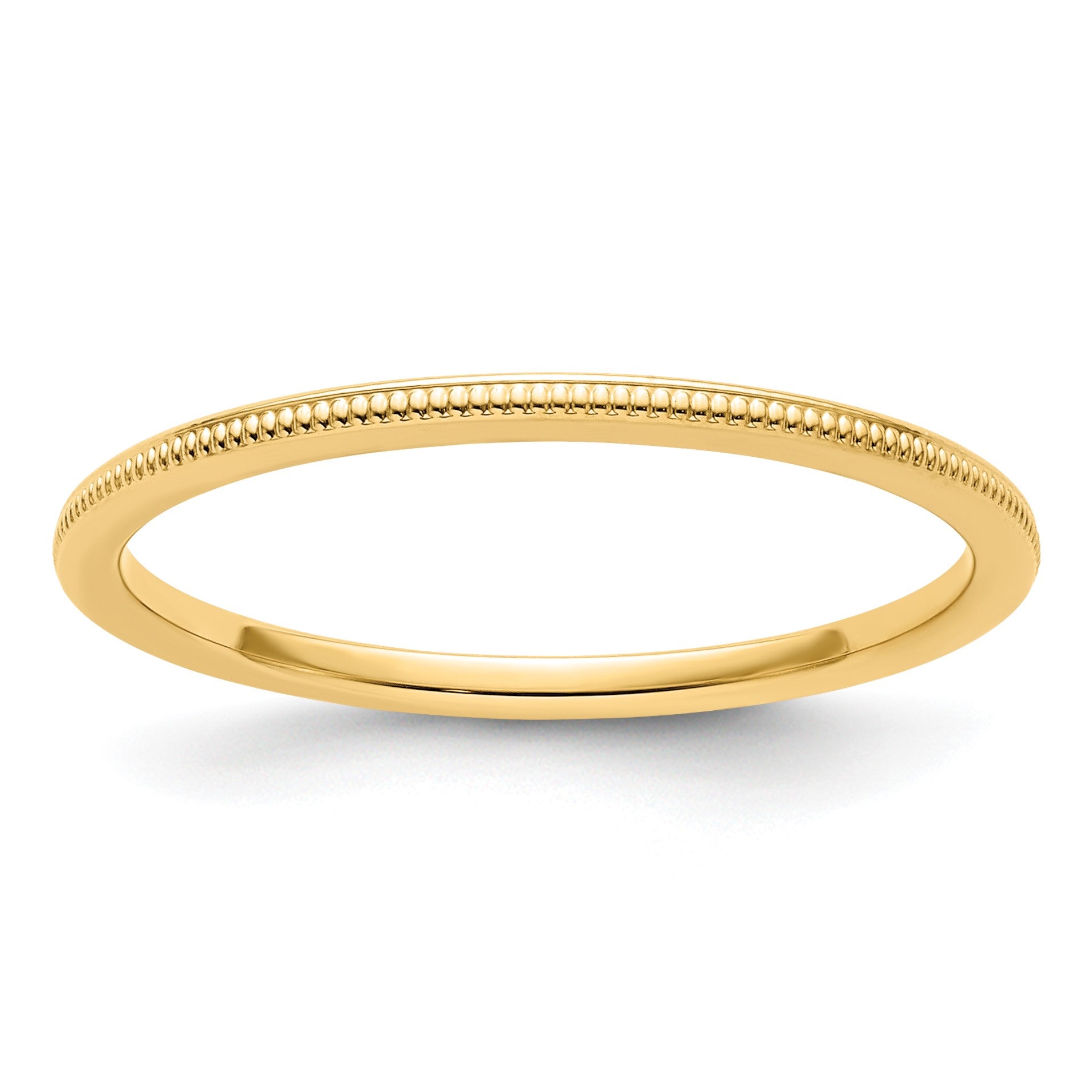 14K Yellow Gold 1.2mm Milgrain Stackable Band Size 4