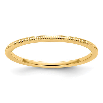 14K Yellow Gold 1.2mm Milgrain Stackable Band Size 9.5