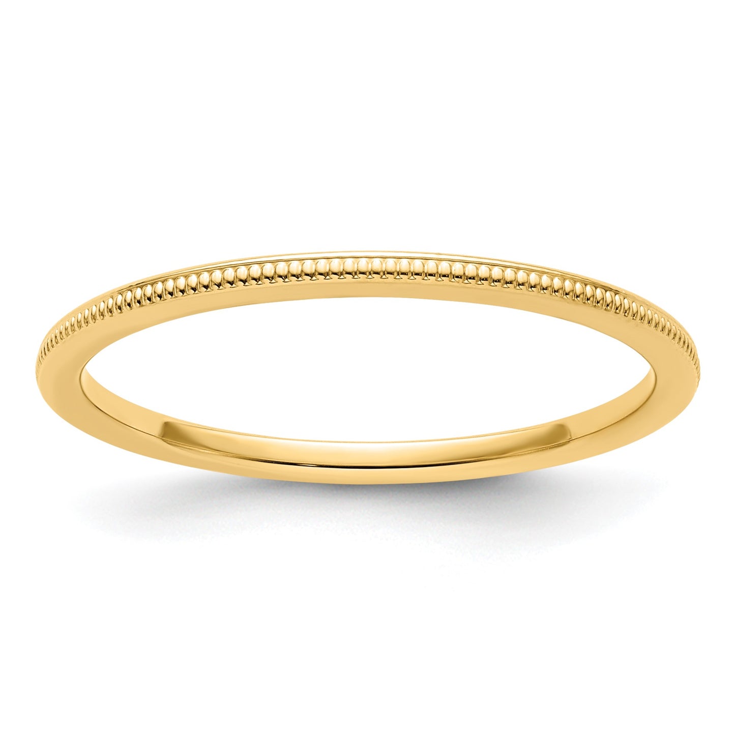 14K Yellow Gold 1.2mm Milgrain Stackable Band Size 7.5