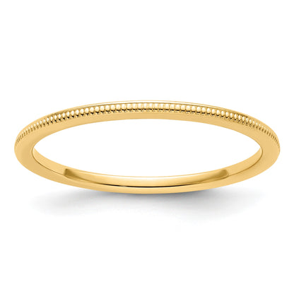 14K Yellow Gold 1.2mm Milgrain Stackable Band Size 7.5