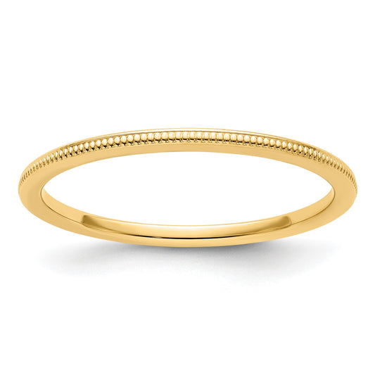 14K Yellow Gold 1.2mm Milgrain Stackable Band Size 7.5