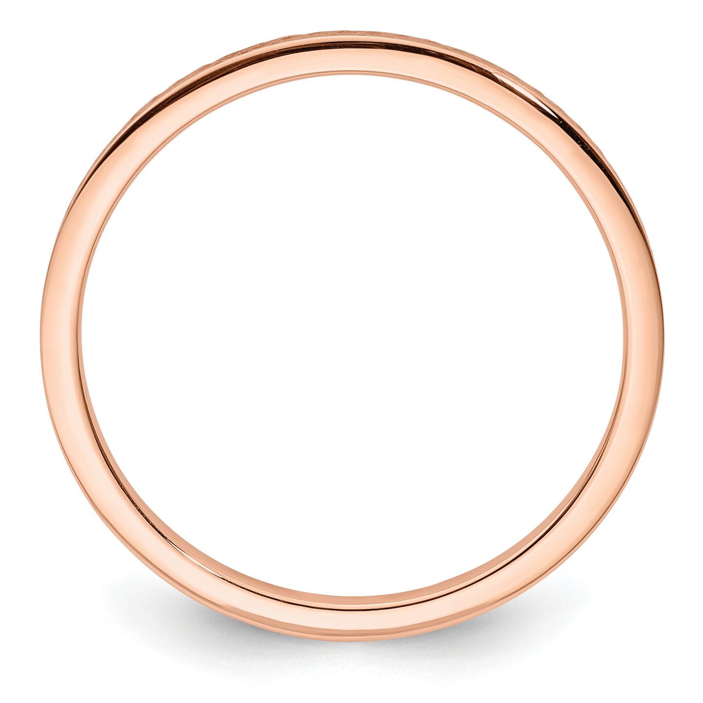 14K Rose Gold 1.2mm Criss-Cross Pattern Stackable Band Size 10