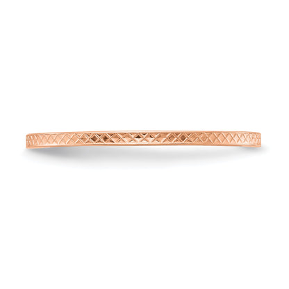 14K Rose Gold 1.2mm Criss-Cross Pattern Stackable Band Size 5