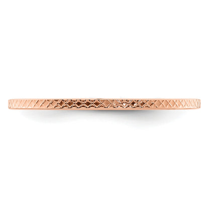 14K Rose Gold 1.2mm Criss-Cross Pattern Stackable Band Size 9.5
