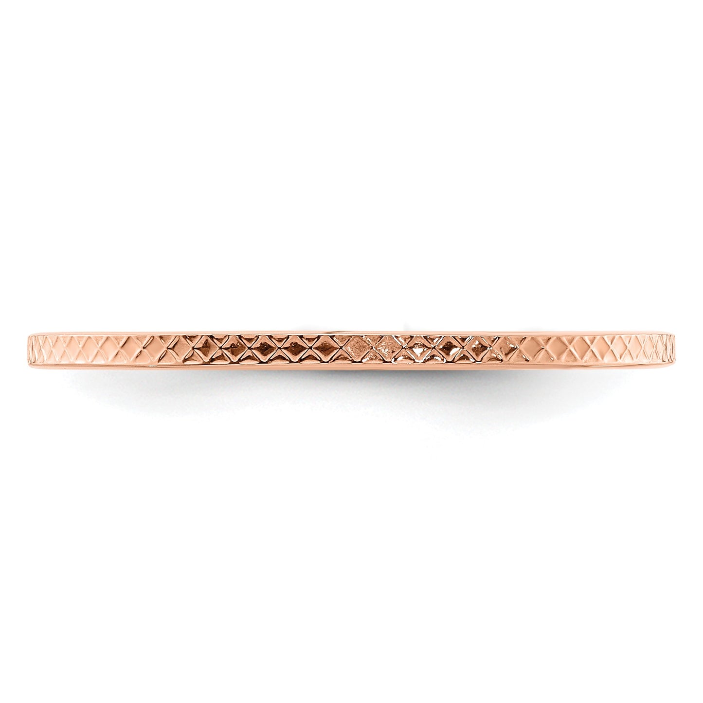 14K Rose Gold 1.2mm Criss-Cross Pattern Stackable Band Size 10