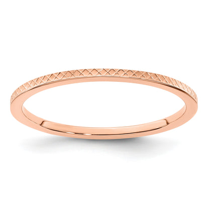 14K Rose Gold 1.2mm Criss-Cross Pattern Stackable Band Size 6