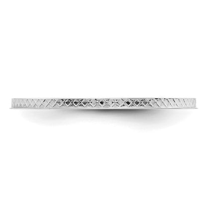 14K White Gold 1.2mm Criss-Cross Pattern Stackable Band Size 5