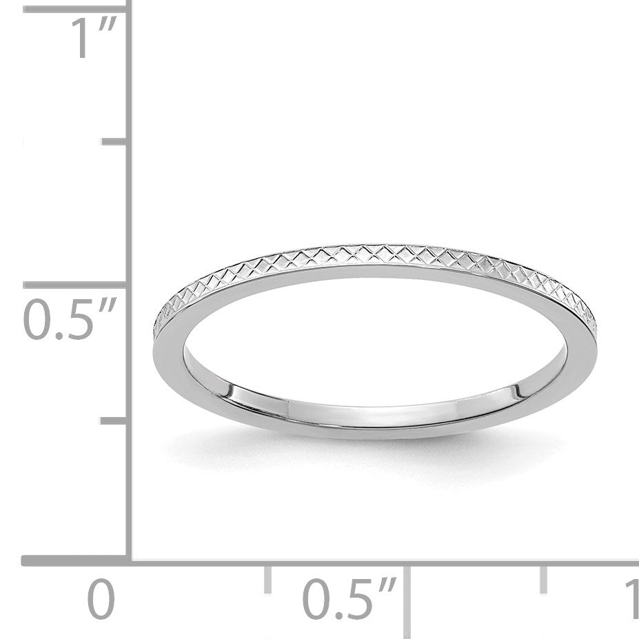 14K White Gold 1.2mm Criss-Cross Pattern Stackable Band Size 5.5