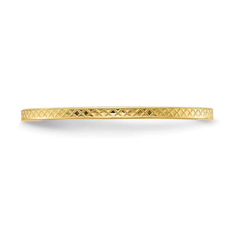 14K Yellow Gold 1.2mm Criss-Cross Pattern Stackable Band Size 6