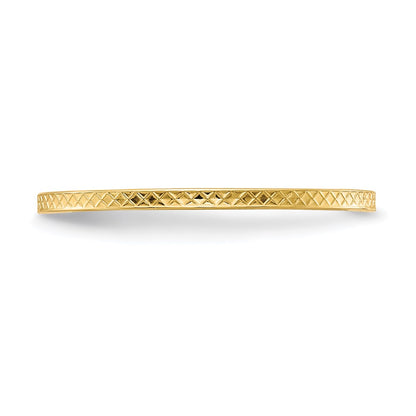 14K Yellow Gold 1.2mm Criss-Cross Pattern Stackable Band Size 6