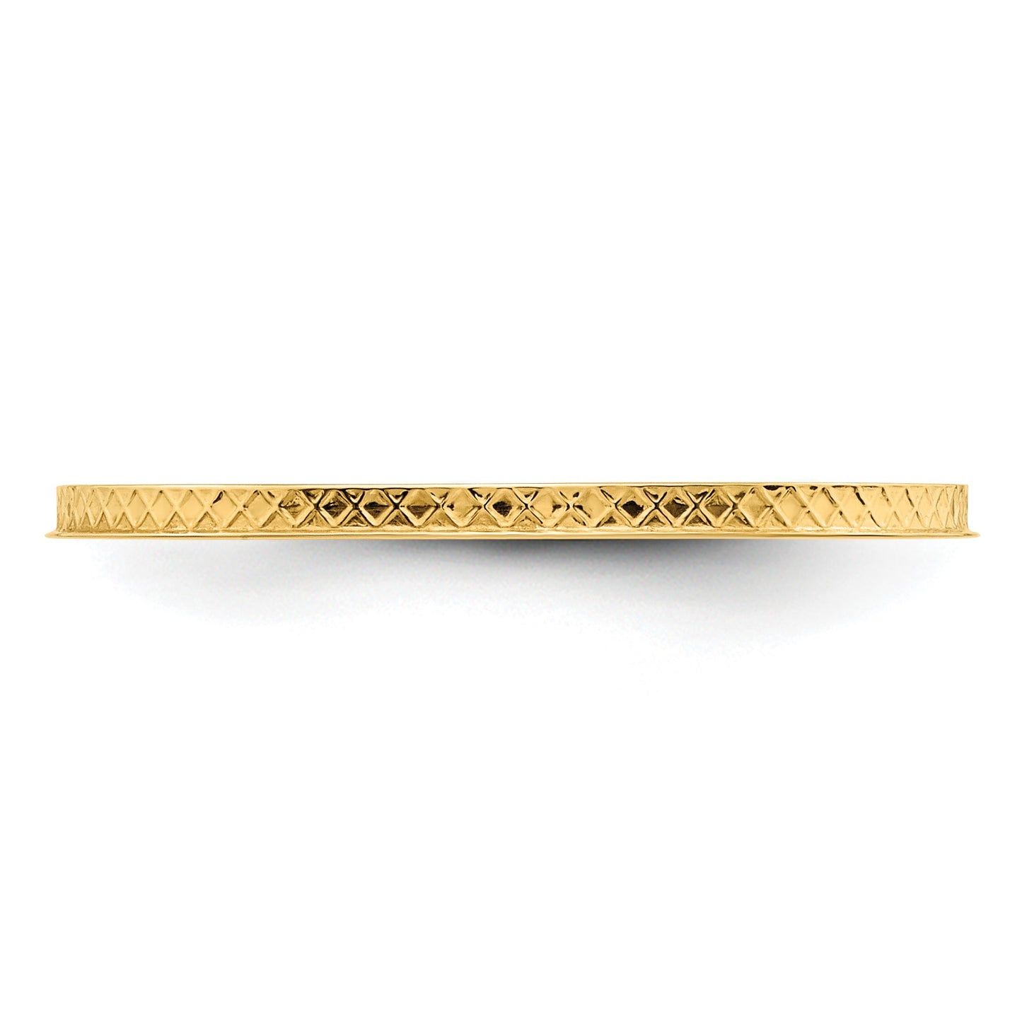14K Yellow Gold 1.2mm Criss-Cross Pattern Stackable Band Size 5