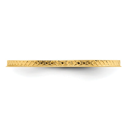 14K Yellow Gold 1.2mm Criss-Cross Pattern Stackable Band Size 5