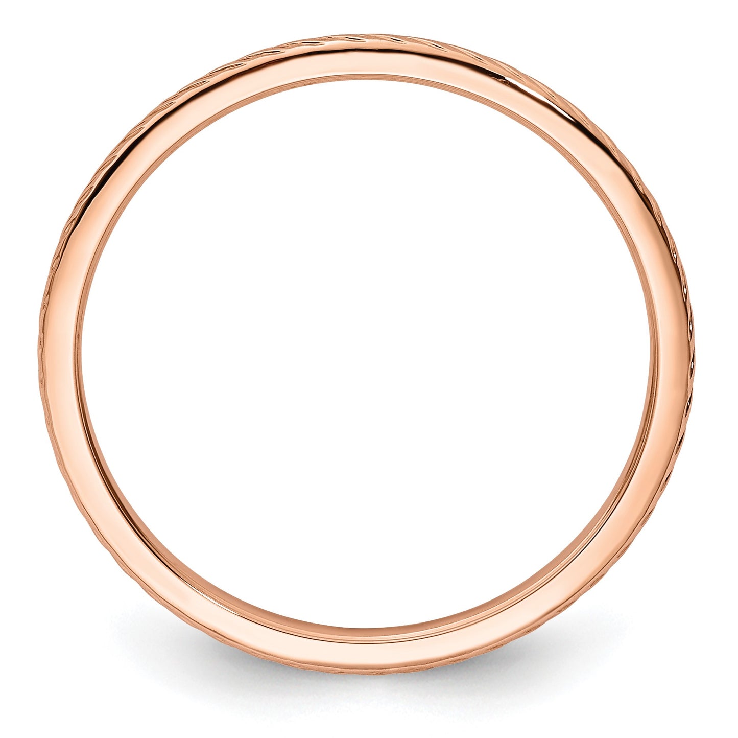 14K Rose Gold 1.2mm Twisted Wire Pattern Stackable Band Size 6.5