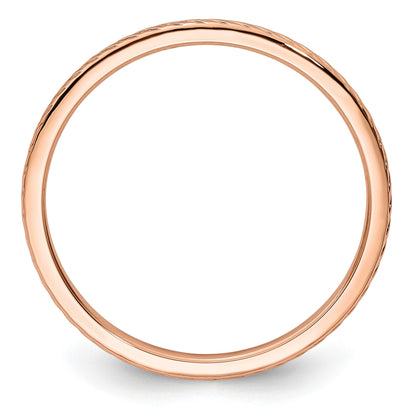 14K Rose Gold 1.2mm Twisted Wire Pattern Stackable Band Size 6