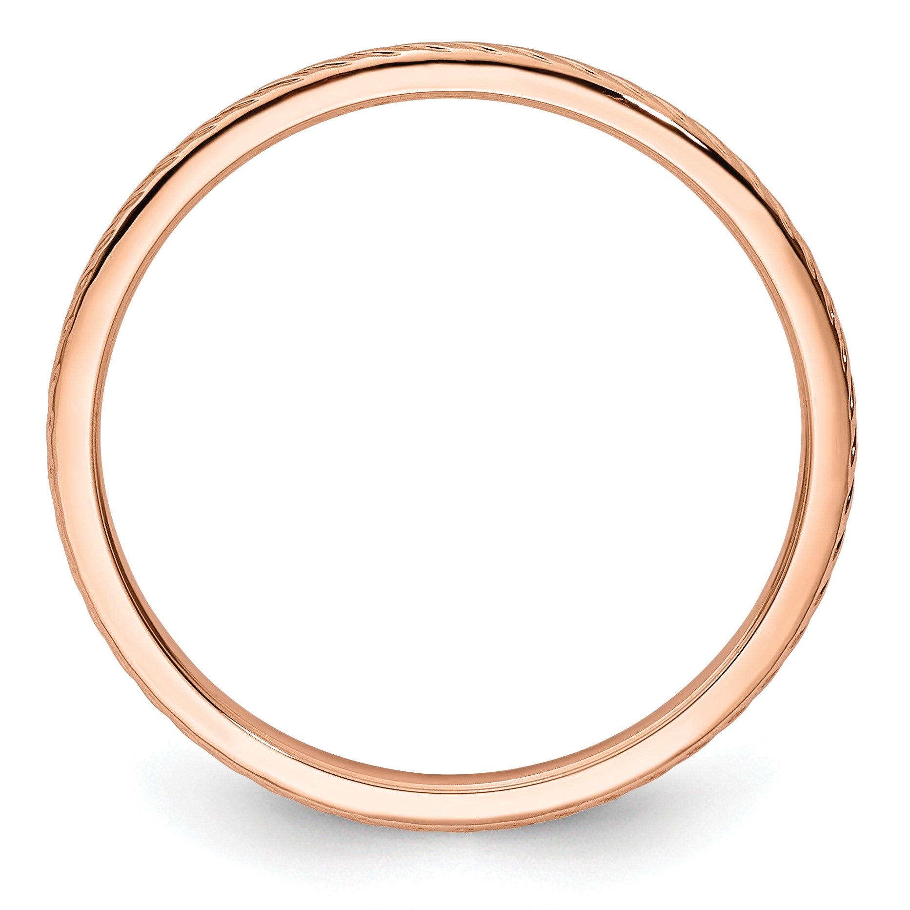 14K Rose Gold 1.2mm Twisted Wire Pattern Stackable Band Size 10