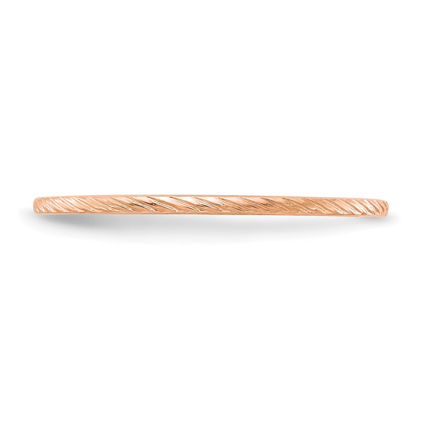 14K Rose Gold 1.2mm Twisted Wire Pattern Stackable Band Size 9.5