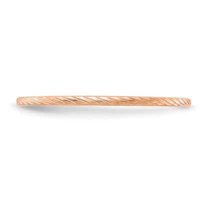 14K Rose Gold 1.2mm Twisted Wire Pattern Stackable Band Size 6